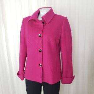 Trixi Schober Germany magenta pink wool and angora jacket size 8